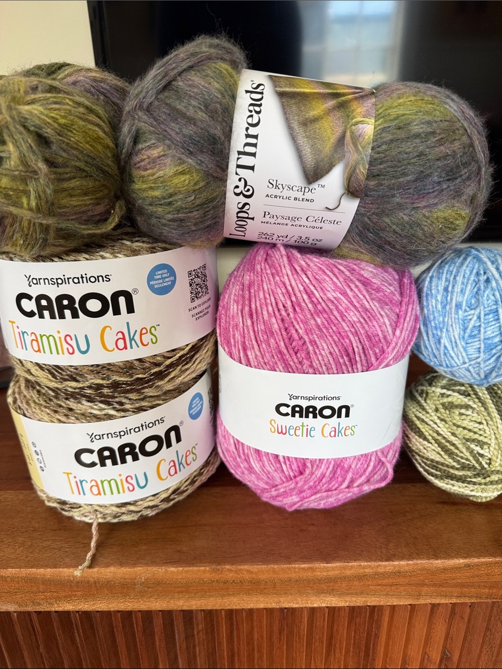 Yarnspirations Caron Multicolor Yarn Assortment - Pink, Green, Blue